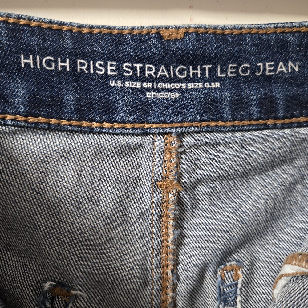 Chico's Dark Blue Straight Leg Jeans - Picture 4 of 7